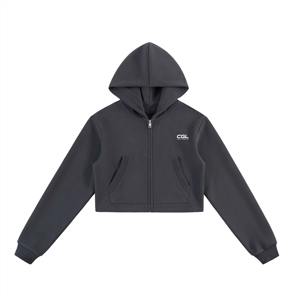 CGL Cropped Zip-Up Hoodie