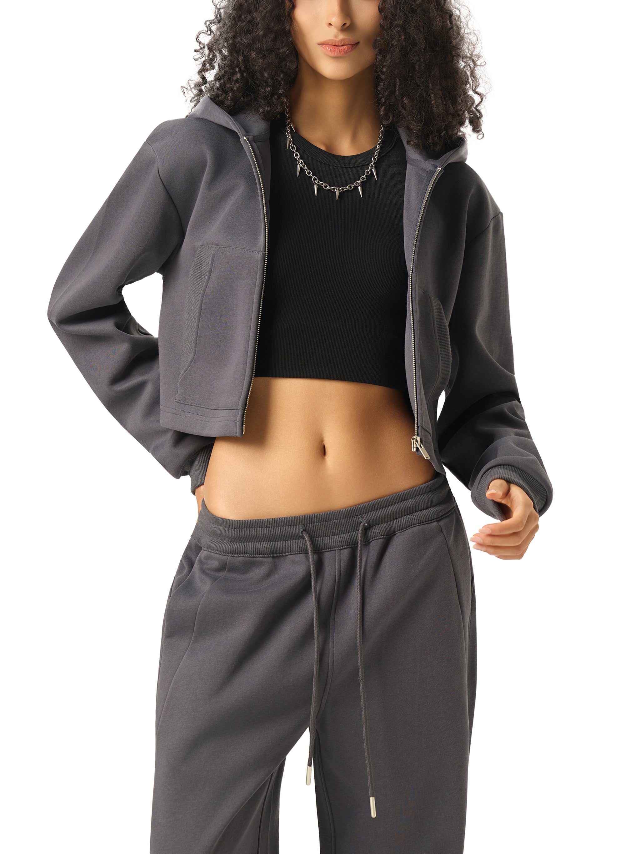 CGL Cropped Zip-Up Hoodie